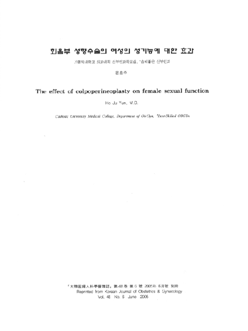 The page of thesis on effect of colpoperinerineoplasty on female sexual function